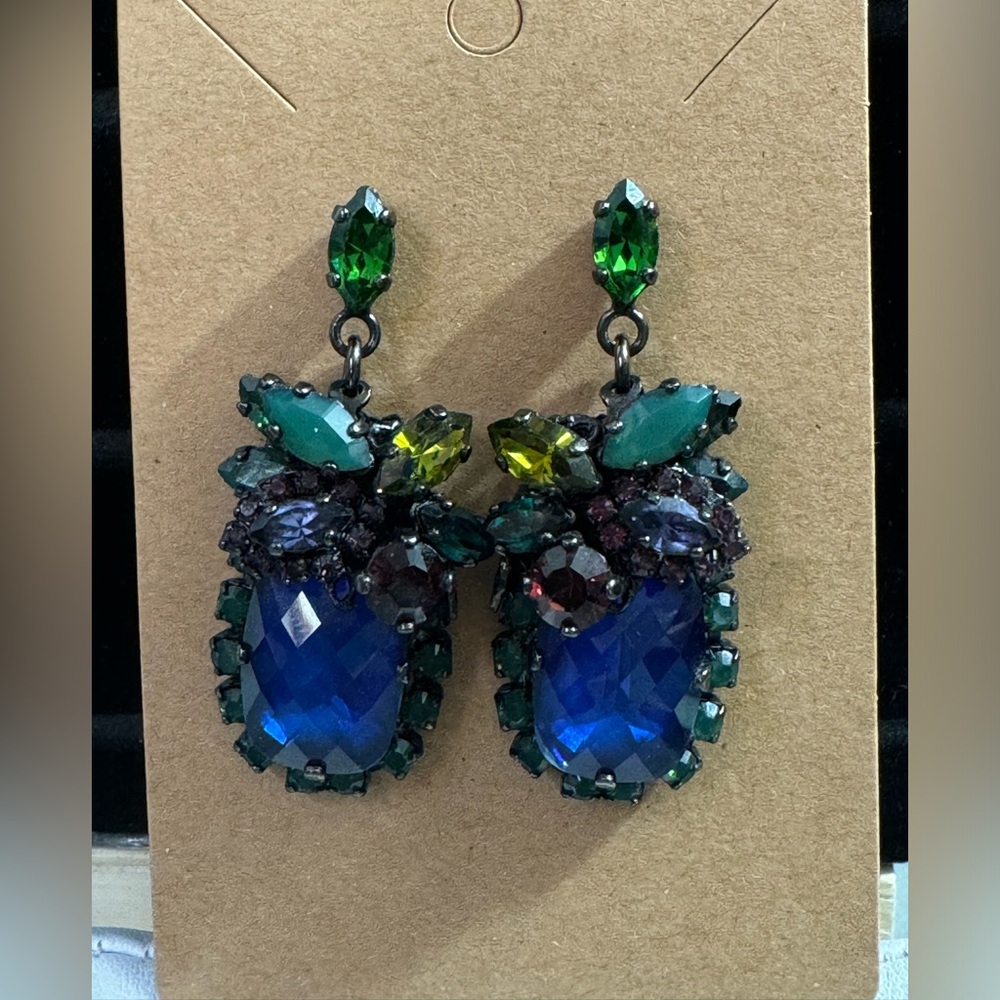 Rare Design Erickson Beamon Multicolor Rhinestone Dangle Earrings - Picture 1 of 6
